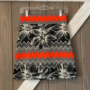 Milly Bright Floral Chevron Skirt